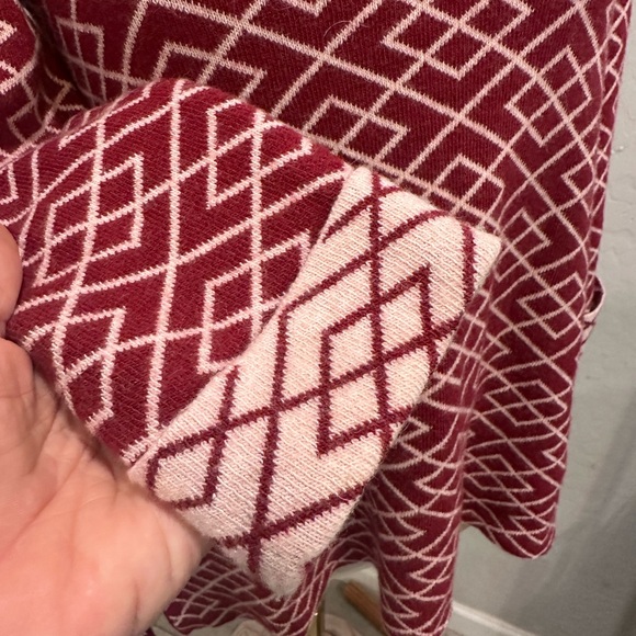 Anthropologie Moth Burgundy Geometric Sweater - Picture 5 of 7